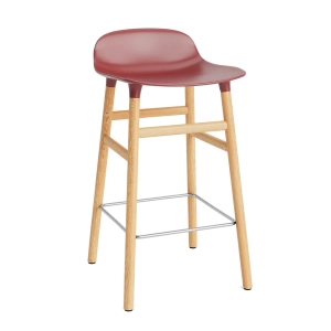 NORMANN COPENHAGEN krzesło barowe FORM WOOD 65 cm dąb naturalny / czerwone