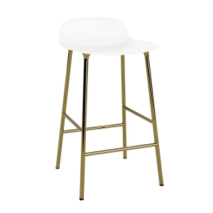 NORMANN COPENHAGEN krzesło barowe FORM STEEL 65cm mosiądz / białe