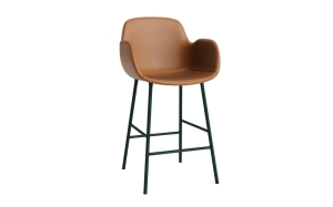 NORMANN COPENHAGEN krzesło barowe z podłokietnikami tapicerowane FORM STEEL H65 cm zielone