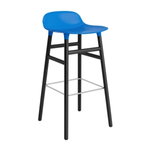 NORMANN COPENHAGEN krzesło barowe FORM WOOD 75 cm czarny dąb / jasnoniebieskie