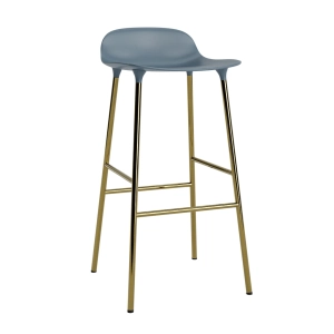 NORMANN COPENHAGEN krzesło barowe FORM STEEL 75cm mosiądz / niebieskie