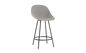 NORMANN COPENHAGEN krzesło barowe front tapicerowany MAT 65cm czarna stal / hemp / różne kolory