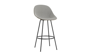 NORMANN COPNHAGEN krzesło barowe front tapicerowany MAT 75cm czarna stal / seaweed / różne kolory