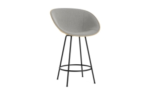 NORMANN COPENHAGEN krzesło barowe z podłokietnikami front tapicerowany MAT 65cm czarna stal / hemp / różne kolory