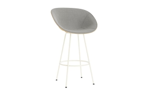 NORMANN COPENHAGEN krzesło barowe z podłokietnikami front tapicerowany MAT 75cm kremowa stal / hemp / różne kolory
