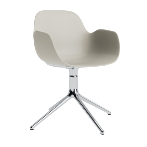 NORMANN COPENHAGEN krzesło obrotowe z podłokietnikami FORM SWIVEL 4L aluminium polerowane / jasnoszare