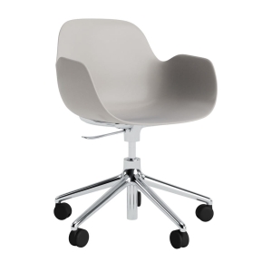 NORMANN COPENHAGEN krzesło na kółkach z regulacją wysokości z podłokietnikami FORM SWIVEL 5W aluminium / ciepłoszare