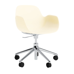 NORMANN COPENHAGEN krzesło na kółkach z regulacją wysokości z podłokietnikami FORM SWIVEL 5W aluminium / kremowe