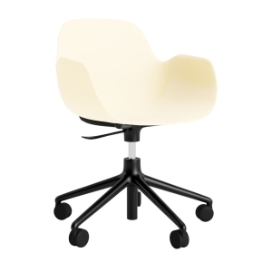 NORMANN COPENHAGEN krzesło na kółkach z regulacją wysokości z podłokietnikami FORM SWIVEL 5W czarne aluminium / kremowe
