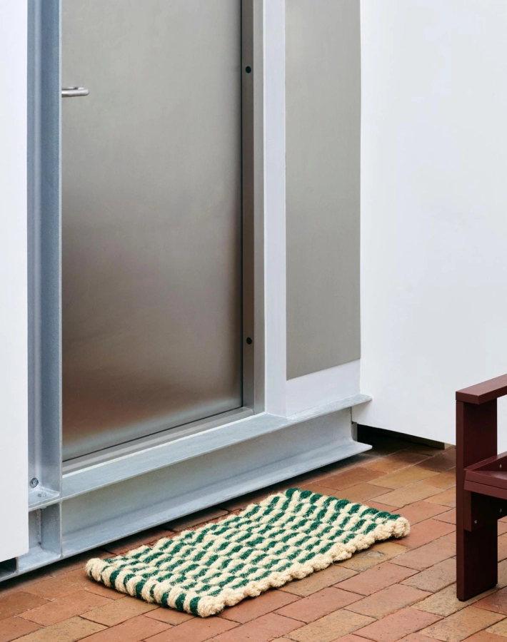 Coco Door Mat Stripe Wave dark green and white.jpg