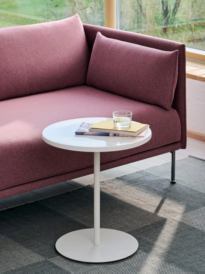 Silhouette 2 seater Autumn 651 chromed steel legs and Autumn 651 piping_Pyro Coffee Table dia45xH49 eggshell ceramic tabletop and white base (1).jpg