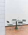 X-Line Chair autumn green powder coated seat back and galvanised base_Palissade Cone Table dia90xH74 olive_Mousqueton Portable brushed stainless steel.jpg