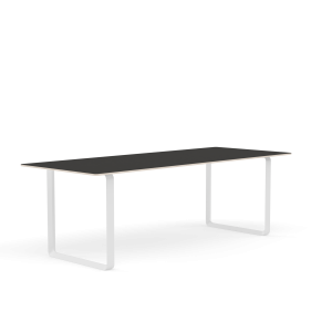 MUUTO stół 70/70 czarne linoleum / biała podstawa 225x90cm