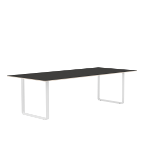 MUUTO stół 70/70 czarne linoleum / biała podstawa 255x108cm