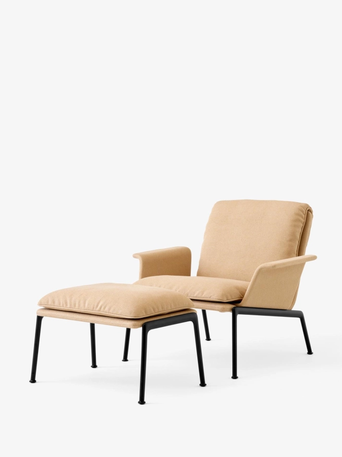 Muno Lounge Chair LN19_Warm Black Legs w. Clay 0007_Muno Footstool LN20_Warm Black Legs w. Clay 0007_Angled Front.jpg