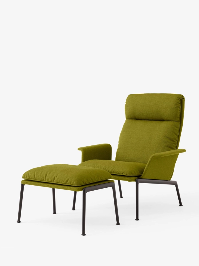Muno Lounge Chair LN17_Warm Black Legs w. Vidar 0956_Muno Footstool LN20 Warm Black Legs w. Vidar 0956_Angled Front.jpg