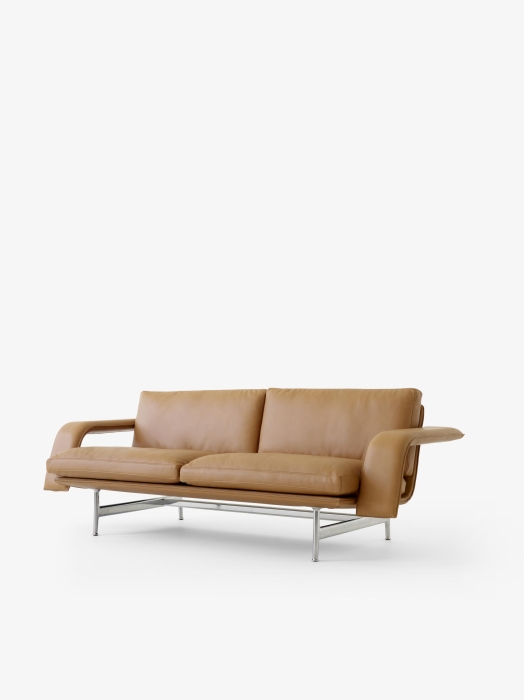 Meantime Sofa AV30_Polished Aluminium Base w. Noble Leather Cognac_Angled Front.jpg