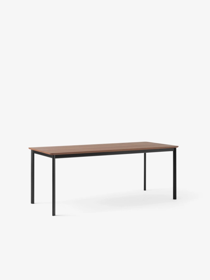 Drip Dining Table HW116_Veneer Lacquered Walnut w. Black Frame_Angled Front.jpg