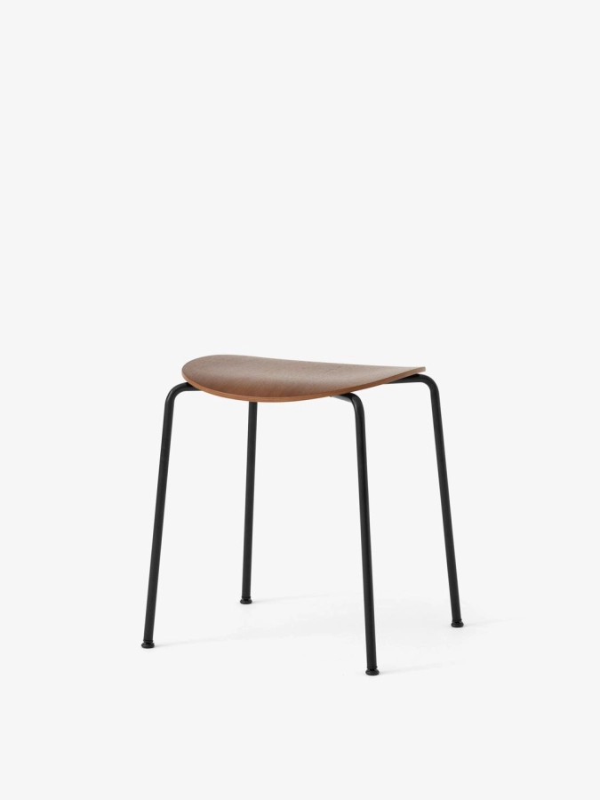 Pavilion Stool AV36_Black Frame_Lacquered Walnut_Angled Front.jpg