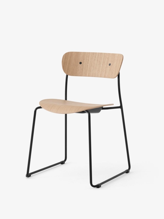 Pavilion Side Chair AV51_Black Sled Frame_Lacquered Oak_Angled Front.jpg