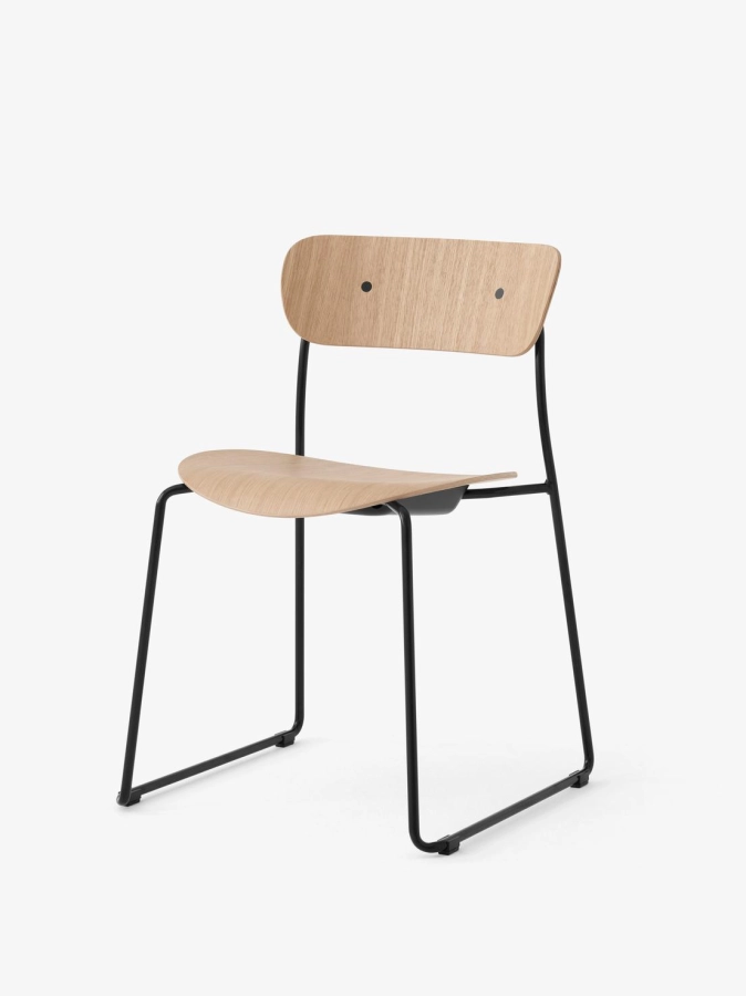 Pavilion Side Chair AV51_Black Sled Frame_Lacquered Oak_Angled Front.jpg