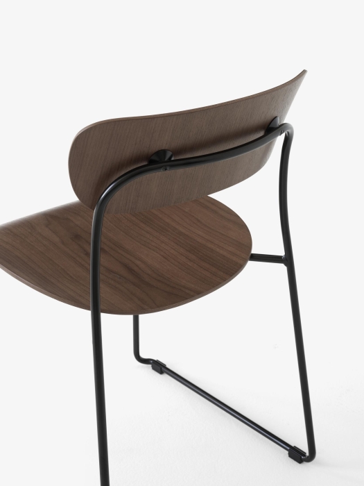 Pavilion Side Chair AV51_Black Sled Frame_Lacquered Walnut_Detail.jpg