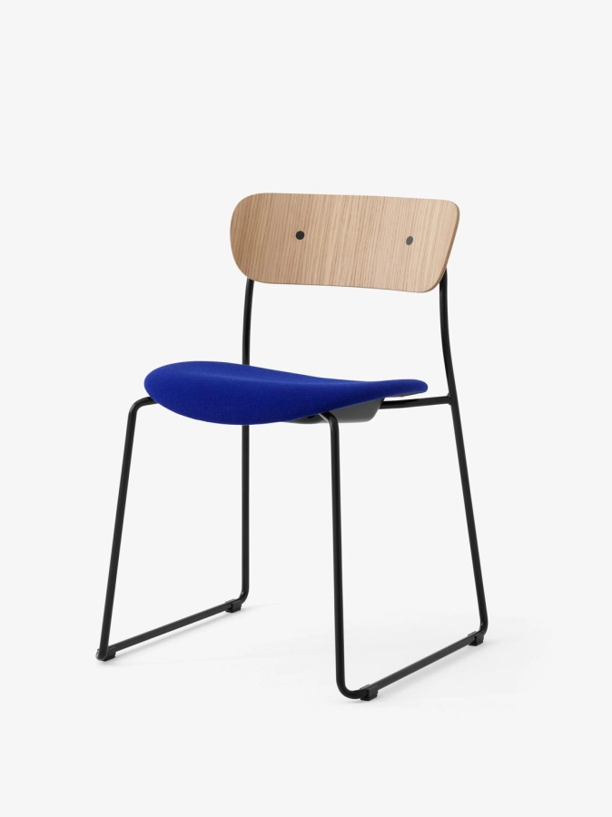 Pavilion Side Chair AV52_Black Sled Frame_Lacquered Oak w. Hallingdal 0753_Angled Front.jpg