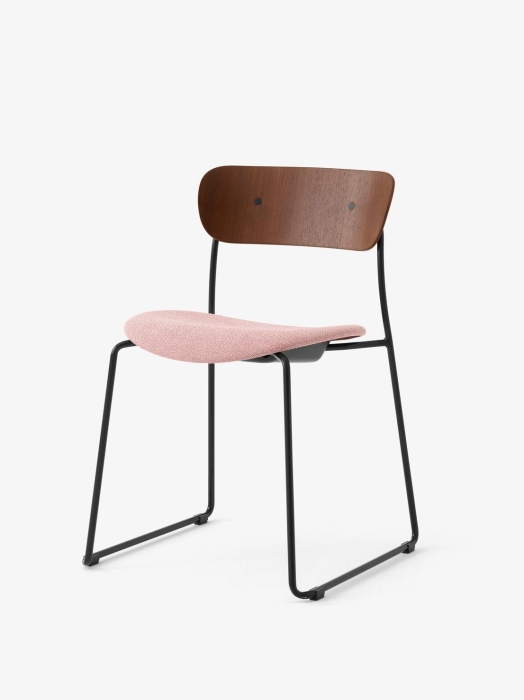 Pavilion Side Chair AV52_Black Sled Frame_Lacquered Walnut w. Ecriture 0640_Angled Front.jpg