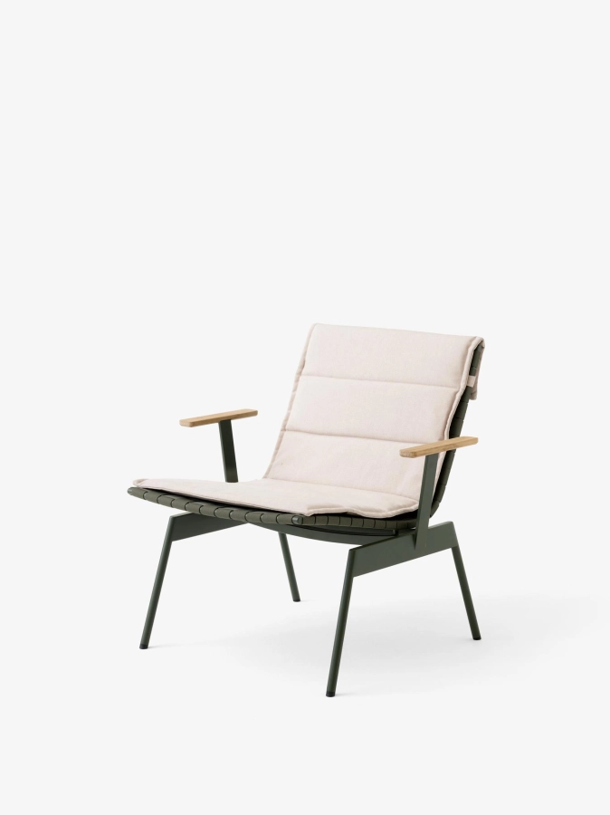Ville Outdoor Lounge Chair AV45_Bronze Green_Ville Cushion AV44 & AV45_Heritage Papyrus_Angled Front.jpg