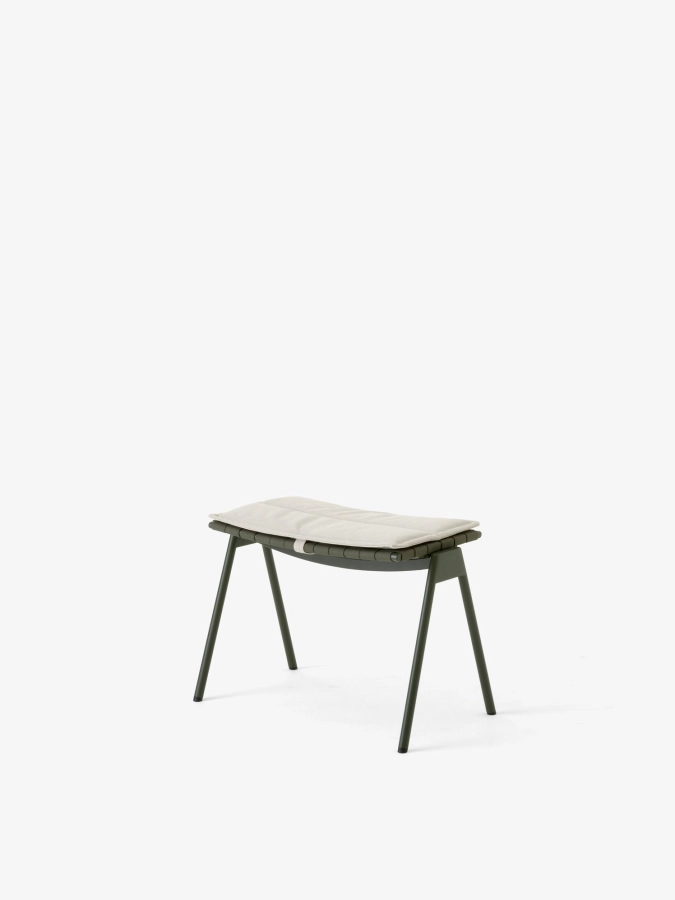 Ville Outdoor Footstool AV46_Bronze Green_Ville Seat Pad AV46_Heritage Papyrus_Angled Front.jpg