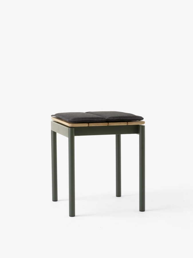 Ville Outdoor stool AV47_Bronze Green_Ville Seat Pad AV47_Heritage Charcoal_Angled Front.jpg