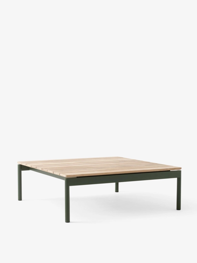 Ville Outdoor Coffee Table AV50_Bronze Green Base w. Teak_Angled Front.jpg