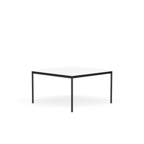 MUUTO stół BASE 128x128 biały laminat / biały ABS / czarna podstawa
