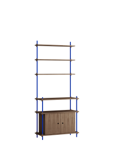 MOEBE system regałowy s.200.1.C przydymiony dąb | głęboki niebieski 