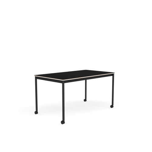 MUUTO stół z kółkami BASE 140x80 czarny laminat / sklejka / czarna podstawa