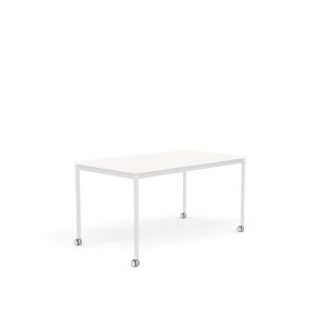 MUUTO stół z kółkami BASE 140x80 biały laminat / biały ABS / biała podstawa