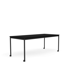 MUUTO stół z kółkami BASE 190x85 czarny laminat / czarny ABS / czarna podstawa