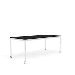 MUUTO stół z kółkami BASE 190x85 czarny laminat / czarny ABS / biała podstawa