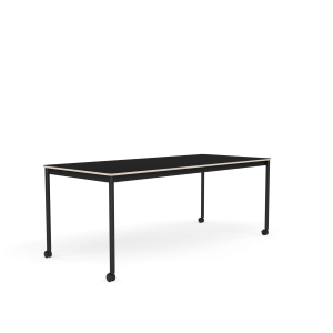MUUTO stół z kółkami BASE 190x85 czarny laminat / sklejka / czarna podstawa