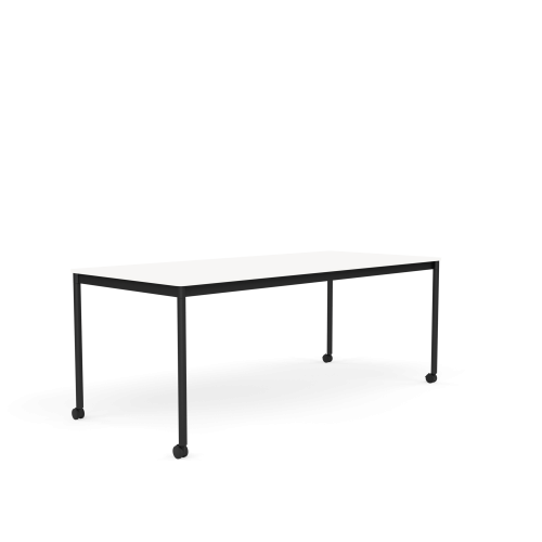 MUUTO stół z kółkami BASE 190x85 biały laminat / biały ABS / czarna podstawa
