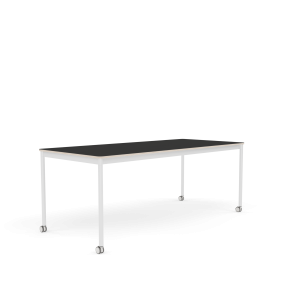 MUUTO stół z kółkami BASE 190x85 czarny nanolaminat / sklejka / biała podstaw