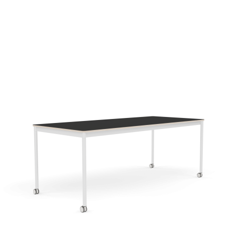 MUUTO stół z kółkami BASE 190x85 czarny nanolaminat / sklejka / biała podstaw