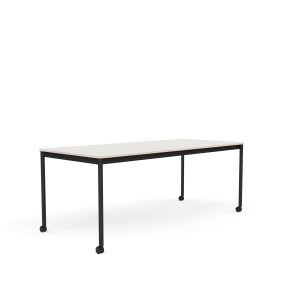 MUUTO stół z kółkami BASE 190x85 biały nanolaminat / sklejka / czarna podstawa