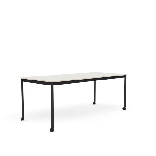 MUUTO stół z kółkami BASE 190x85 biały nanolaminat / sklejka / czarna podstawa