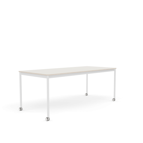 MUUTO stół z kółkami BASE 190x85 biały nanolaminat / sklejka / biała podstawa