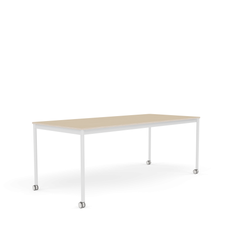 MUUTO stół z kółkami BASE 190x85 fornir dębowy / sklejka / biała podstawa