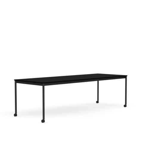 MUUTO stół z kółkami BASE 250x90 czarny laminat / czarny ABS / czarna podstawa