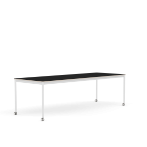 MUUTO stół z kółkami BASE 250x90 czarny laminat / sklejka / biała podstawa