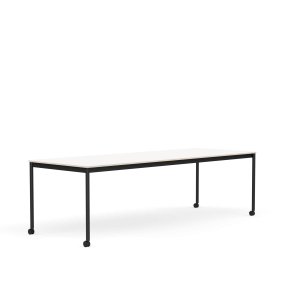 MUUTO stół z kółkami BASE 250x90 biały laminat / sklejka / czarna podstawa
