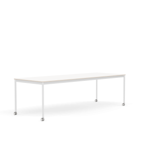 MUUTO stół z kółkami BASE 250x90 biały laminat / sklejka / biała podstawa